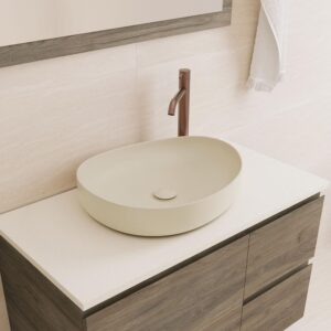 Pebble Medium 500* 400mm Asymmetrical Above Counter Basin, khaki beige from Fienza at Topware