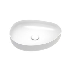 Pebble Medium 500* 400mm Asymmetrical Above Counter Basin, matte white from Fienza at Topware