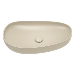 Fienza Pebble Large 650* 400mm Asymmetrical Above Counter Basin in Khaki beige color