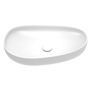 Fienza Pebble Large 650* 400mm Asymmetrical Above Counter Basin in Matte White color