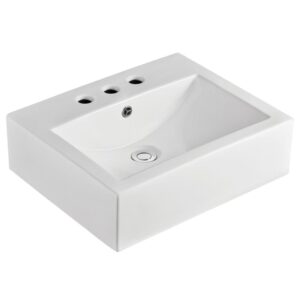 Willow 495 x 395mm Rectangle Gloss White 3-tapholes Above Counter Basin
