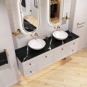 wide white ceramic basin from fienza in double vanity lifestyle set up