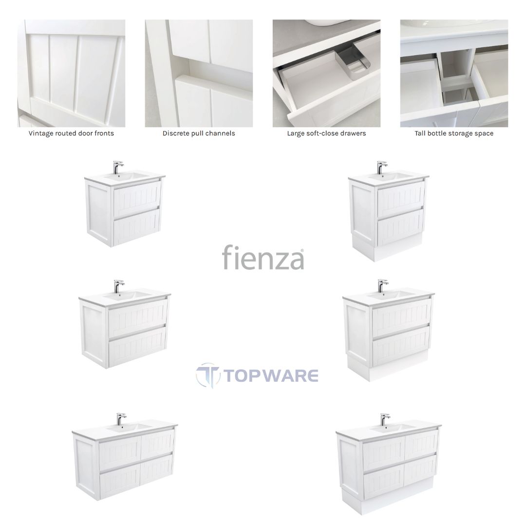 Hampton 750/ 900/ 1200mm Modern Vintage Wall Hung White Vanity - Image 2