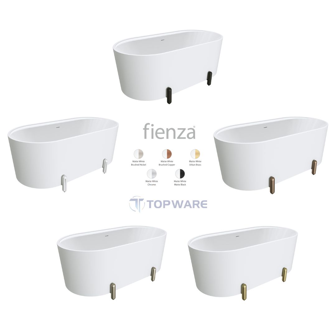 Aluca 1500/1700mm overflow Matte White Freestanding Bath with metal Legs - Image 2