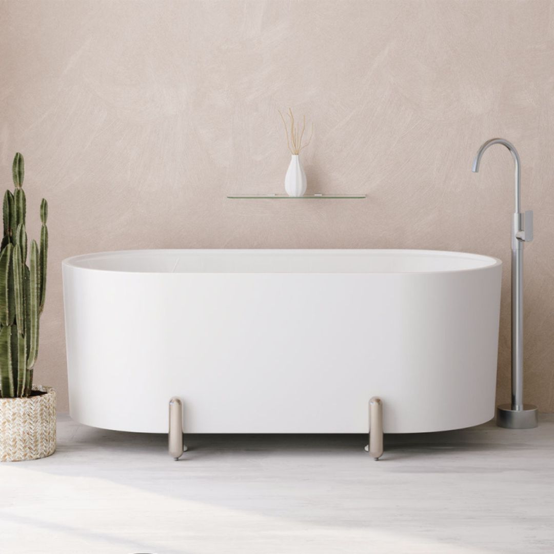Aluca 1500/1700mm overflow Matte White Freestanding Bath with metal Legs - Image 3
