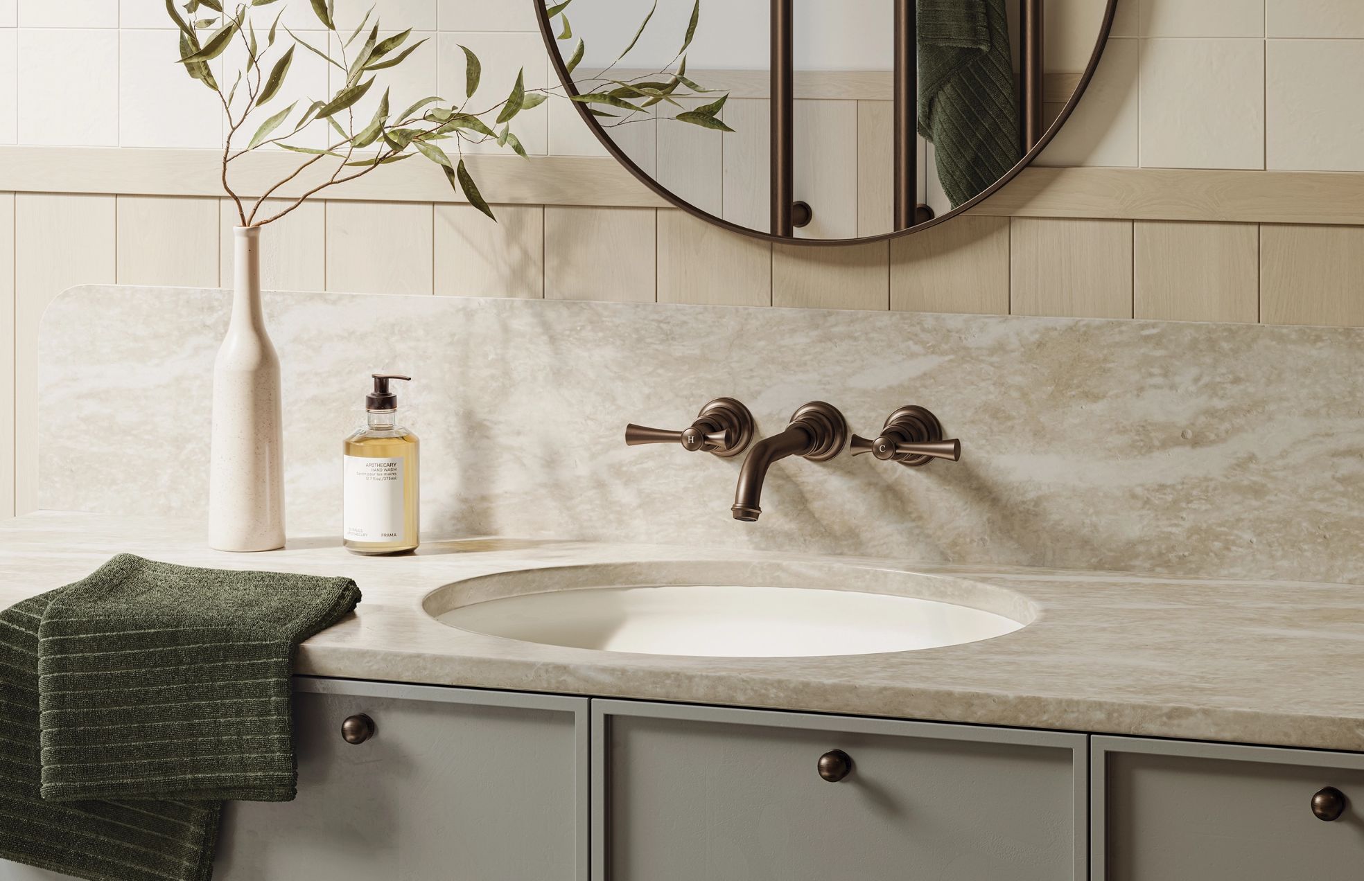 Phoenix Cromford Traditional Wall Top Assemblies - Brushed Bronze - Image 3