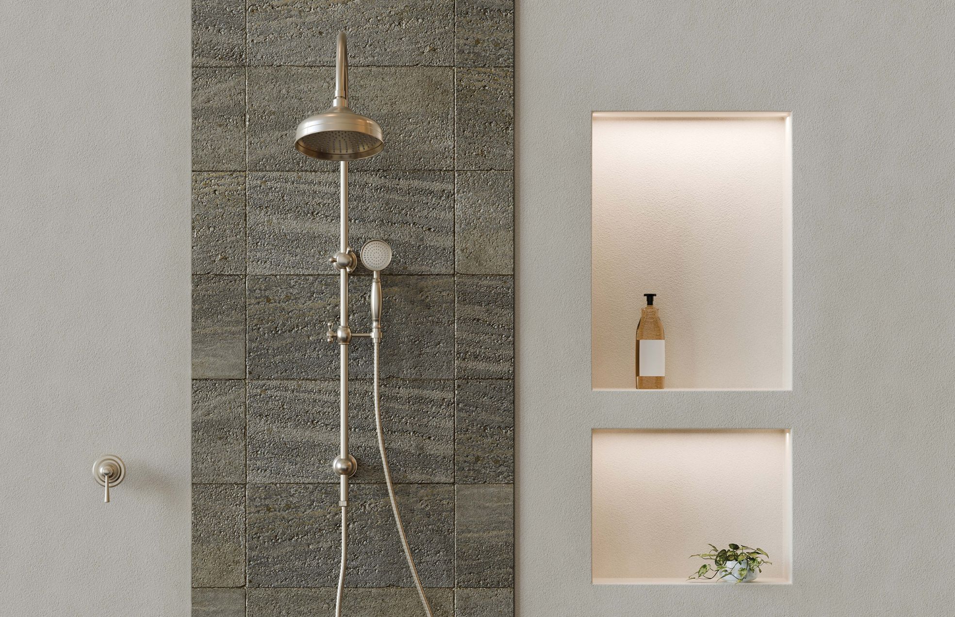 Phoenix Cromford Traditional Twin Shower 210mm Rose - Brushed Nickel - Image 2