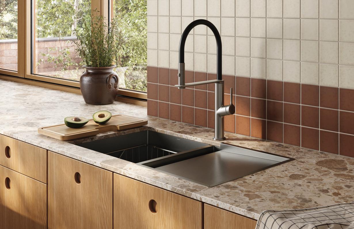 Phoenix Vask Flexible Hose Sink Mixer 200mm - Brushed Nickel - Image 2