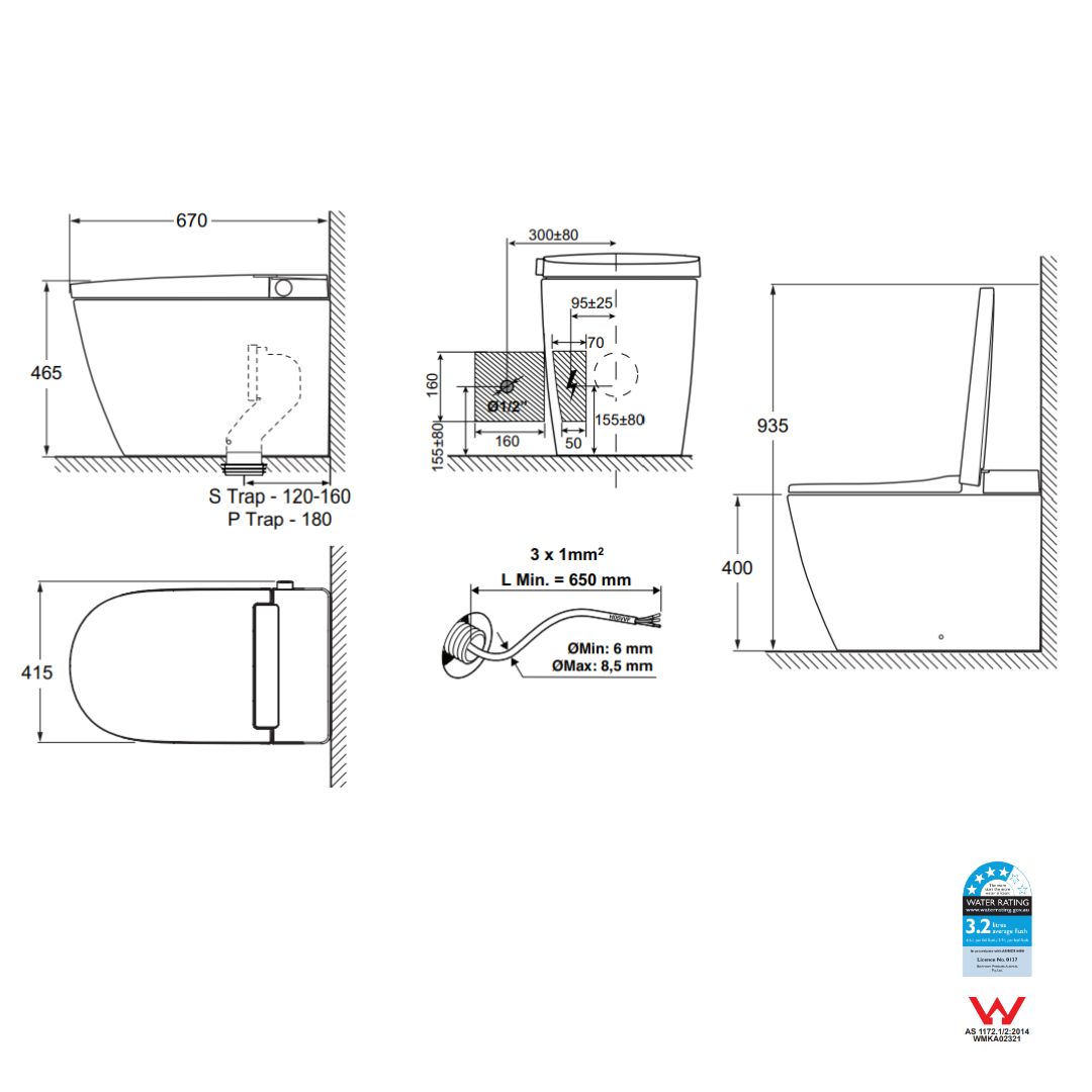 Avanzo Rimless Smart Toilet with Bidet Wash & Dryer and Auto Flush - Image 3